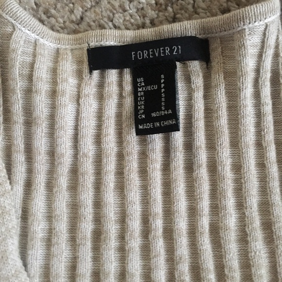 Forever 21 Womens Tan and White Long Sleeve Dress Size S - Picture 7 of 16